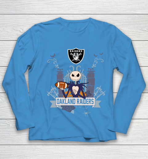 NFL Oakland Raiders Football Jack Skellington Halloween Youth Long Sleeve 5