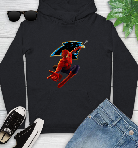 NFL Spider Man Avengers Endgame Football Carolina Panthers Youth Hoodie 2