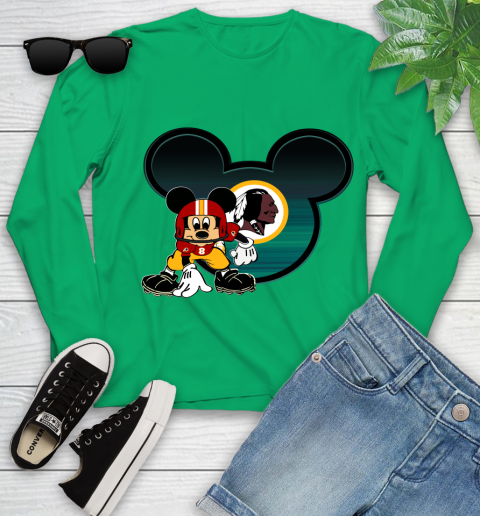 NFL Washington Redskins Mickey Mouse Disney Football T Shirt Youth Long Sleeve 6
