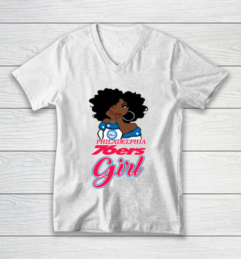 Philadelphia 76ers Girl NBA V-Neck T-Shirt 2
