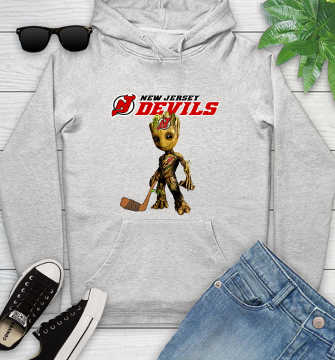 New Jersey Devils NHL Hockey Groot Marvel Guardians Of The Galaxy Youth Hoodie