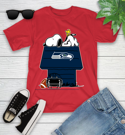 Seattle Seahawks NFL Football Snoopy Woodstock The Peanuts Movie Youth T-Shirt 10