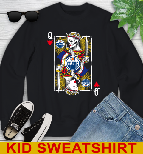 NHL Hockey Edmonton Oilers The Queen Of Hearts Card Shirt Youth Sweatshirt