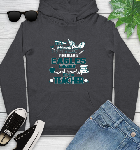 Philadelphia Eagles NFL I'm A Difference Making Student Caring Football Loving Kinda Teacher Youth Hoodie 8