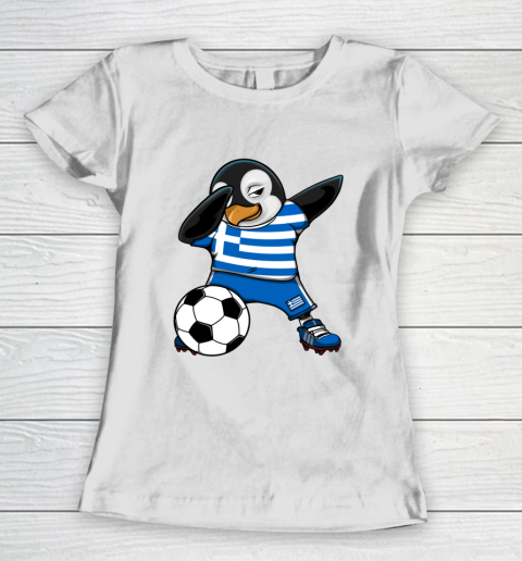 Dabbing Penguin Greece Soccer Fans Jersey Football Lovers Women's T-Shirt