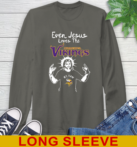 Minnesota Vikings NFL Football Even Jesus Loves The Vikings Shirt Long Sleeve T-Shirt 10