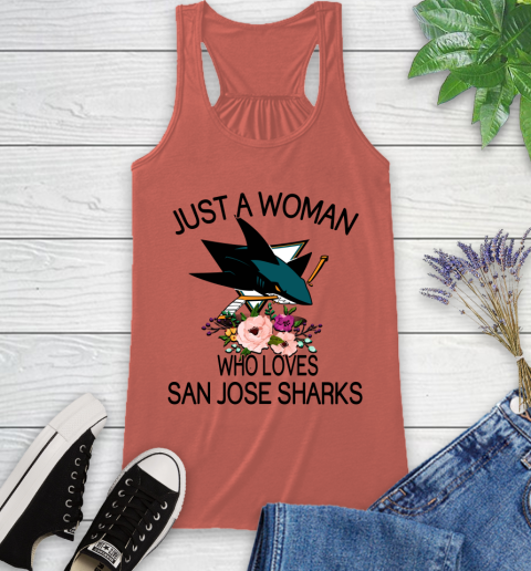 NHL Just A Woman Who Loves San Jose Sharks Hockey Sports Racerback Tank 2