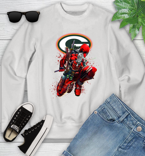 NFL Deadpool Marvel Comics Sports Football Green Bay Packers Youth Sweatshirt