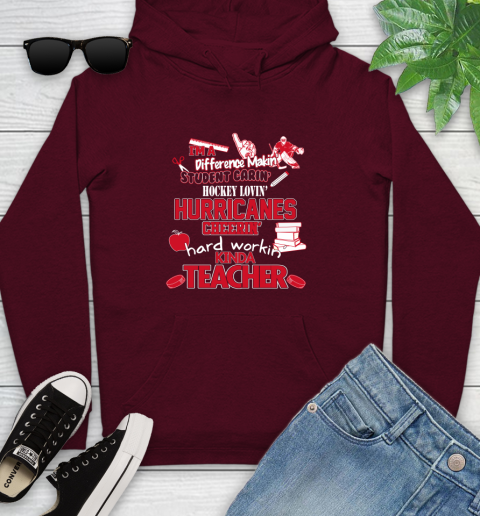Carolina Hurricanes NHL I'm A Difference Making Student Caring Hockey Loving Kinda Teacher Youth Hoodie 7