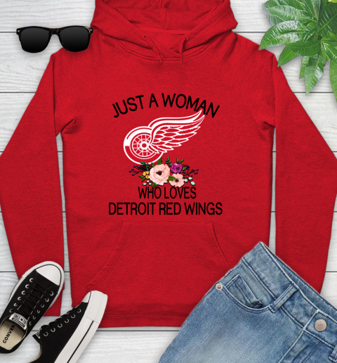 NHL Just A Woman Who Loves Detroit Red Wings Hockey Sports Youth Hoodie 7