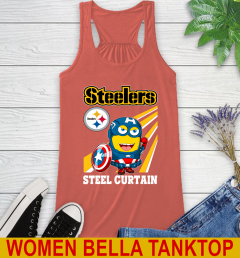 NFL Football Pittsburgh Steelers Captain America Marvel Avengers Minion Shirt Racerback Tank 3
