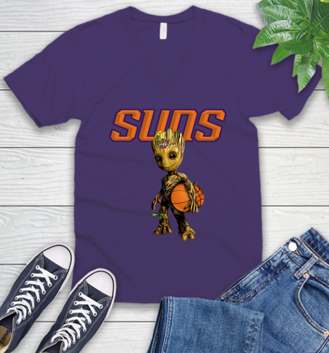 Phoenix Suns NBA Basketball Groot Marvel Guardians Of The Galaxy V-Neck T-Shirt 10