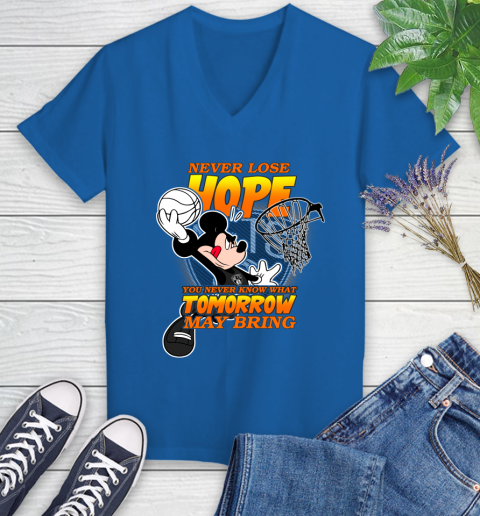Brooklyn Nets NBA Basketball Mickey Disney Never Lose Hope Women's V-Neck T-Shirt 10