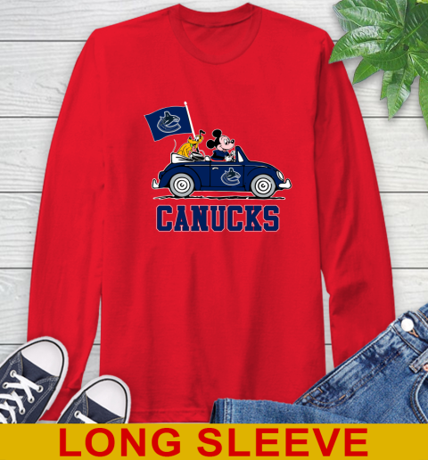 NHL Hockey Vancouver Canucks Pluto Mickey Driving Disney Shirt Long Sleeve T-Shirt 10