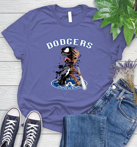 MLB Los Angeles Dodgers Baseball Venom Groot Guardians Of The Galaxy Women's T-Shirt 11