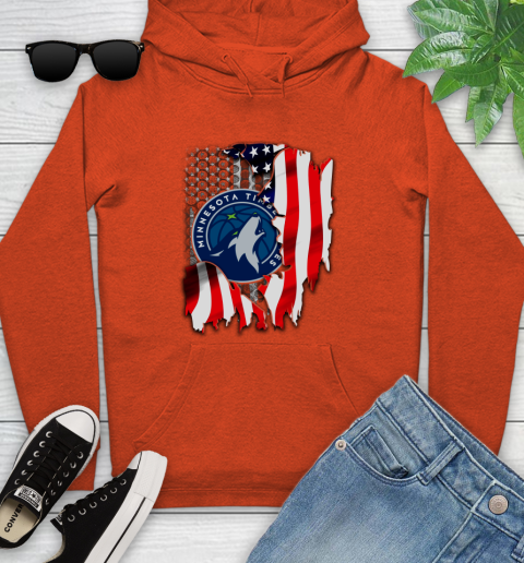 Minnesota Timberwolves NBA Basketball American Flag Youth Hoodie 4