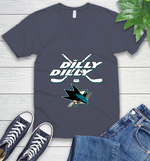 NHL San Jose Sharks Dilly Dilly Hockey Sports V-Neck T-Shirt 9