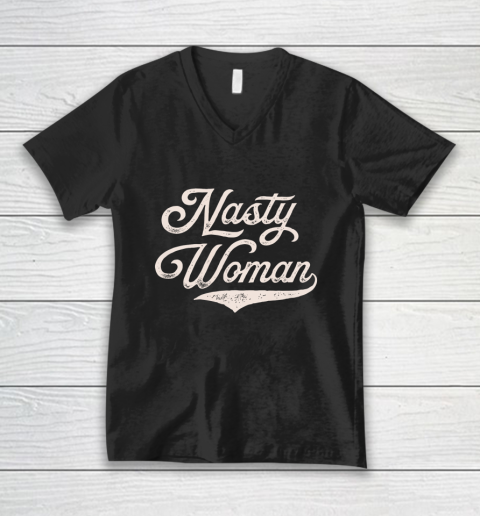 Nasty Woman Feminist Retro Vintage V-Neck T-Shirt