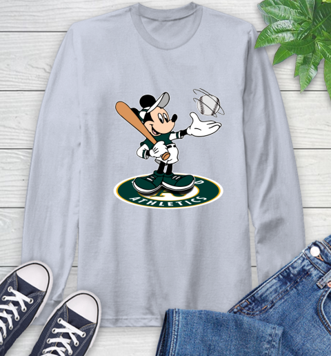MLB Baseball Oakland Athletics Cheerful Mickey Disney Shirt Long Sleeve T-Shirt 6
