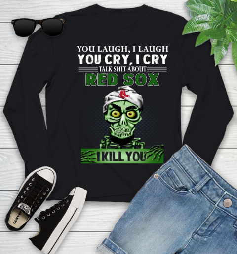 MLB Talk Shit About Boston Red Sox I Kill You Achmed The Dead Terrorist Jeffrey Dunham Youth Long Sleeve