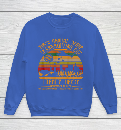 WKRP Thanksgiving Day Turkey Drop Youth Sweatshirt 6