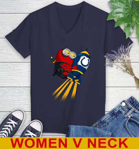 NFL Football Indianapolis Colts Deadpool Minion Marvel Shirt Women's V-Neck T-Shirt 12