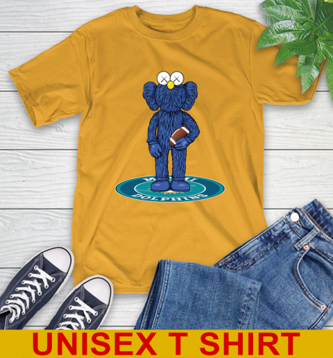NFL Football Miami Dolphins Kaws Bff Blue Figure Shirt T-Shirt 3