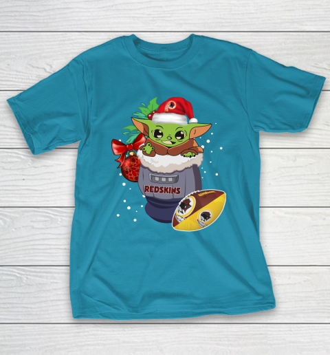 Washington Redskins Christmas Baby Yoda Star Wars Funny Happy NFL T-Shirt 8