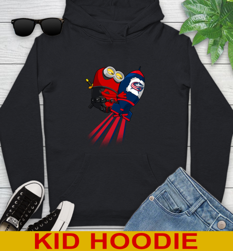 NHL Hockey Columbus Blue Jackets Deadpool Minion Marvel Shirt Youth Hoodie