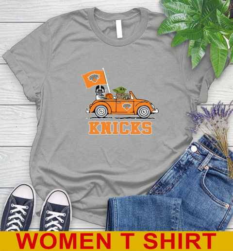 NBA Basketball New York Knicks Darth Vader Baby Yoda Driving Star Wars Shirt Women's T-Shirt 11