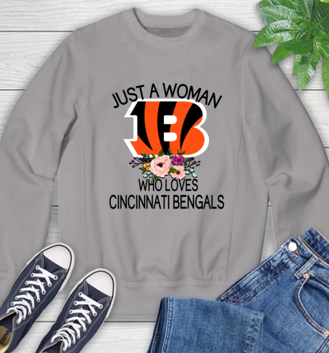 NFL Just A Woman Who Loves Cincinnati Bengals Football Sports Sweatshirt 3