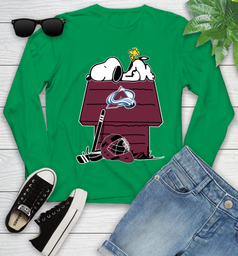 Colorado Avalanche NHL Hockey Snoopy Woodstock The Peanuts Movie Youth Long Sleeve 6