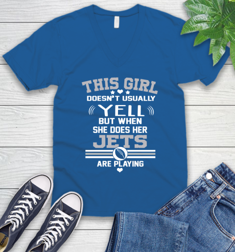 New York Jets NFL Football I Yell When My Team Is Playing V-Neck T-Shirt 5