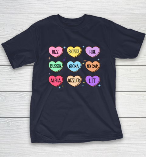Skibidi Valentine's Day Candy Heart Funny Valentine Rizz Youth T-Shirt 2