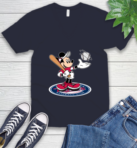 MLB Baseball Minnesota Twins Cheerful Mickey Disney Shirt V-Neck T-Shirt 3