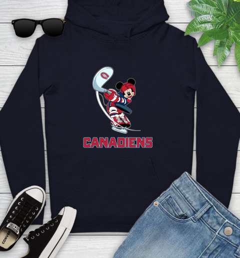 NHL Hockey Montreal Canadiens Cheerful Mickey Mouse Shirt Youth Hoodie 4