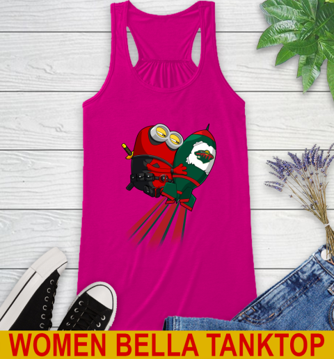 NHL Hockey Minnesota Wild Deadpool Minion Marvel Shirt Racerback Tank 6