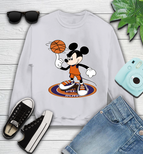 NBA Basketball Phoenix Suns Cheerful Mickey Disney Shirt Youth Sweatshirt 4