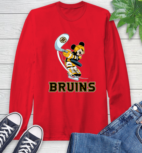 NHL Hockey Boston Bruins Cheerful Mickey Mouse Shirt Long Sleeve T-Shirt 11
