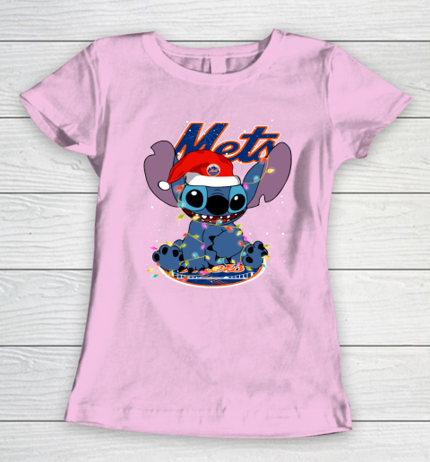New York Mets MLB noel stitch Baseball Christmas Women's T-Shirt 6