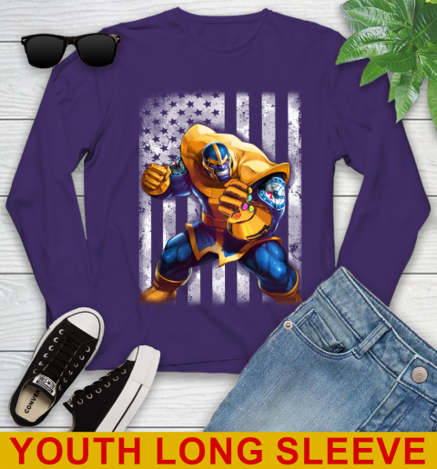 NBA Basketball Philadelphia 76ers Thanos Marvel American Flag Shirt Youth Long Sleeve 4
