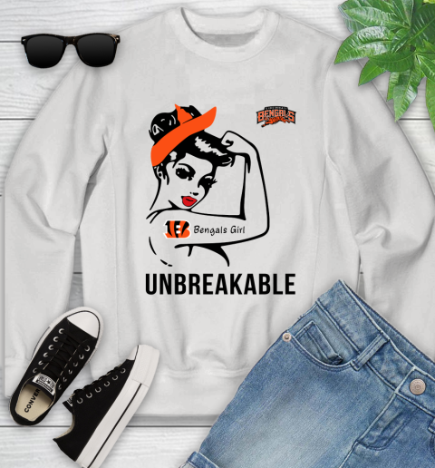 NFL Cincinnati Bengals Girl Unbreakable Football Sports Youth Sweatshirt