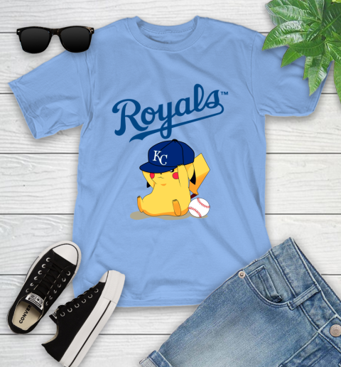 MLB Pikachu Baseball Sports Kansas City Royals Youth T-Shirt 11
