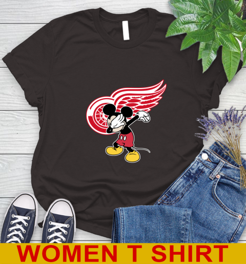 Detroit Red Wings NHL Hockey Dabbing Mickey Disney Sports Women's T-Shirt 8