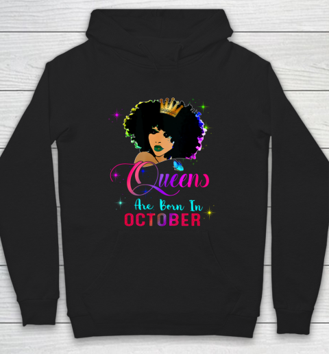 Queens Born october Black Girl Virgo Libra Birthday Hoodie