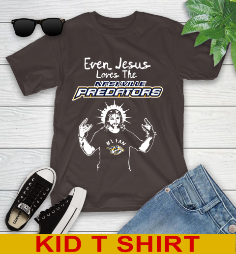 Nashville Predators NHL Hockey Even Jesus Loves The Predators Shirt Youth T-Shirt 6