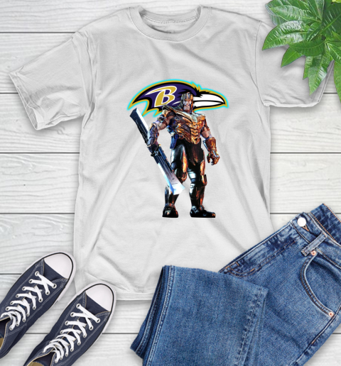 NFL Thanos Gauntlet Avengers Endgame Football Baltimore Ravens T-Shirt