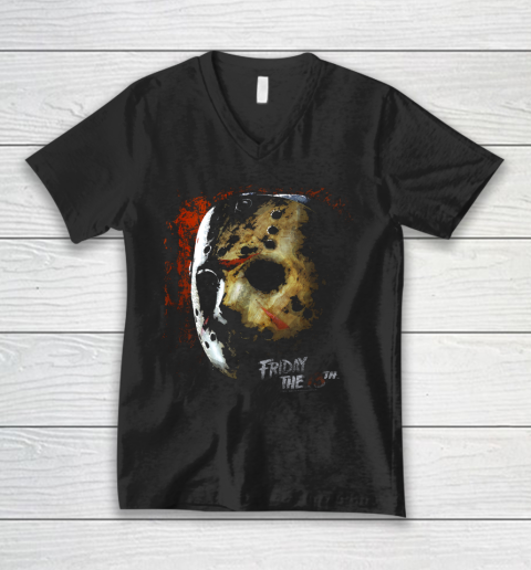 Friday the 13th Mask of Death Halloween Horror V-Neck T-Shirt