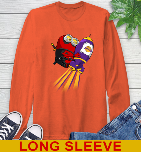 NBA Basketball Los Angeles Lakers Deadpool Minion Marvel Shirt Long Sleeve T-Shirt 5 NBA Basketball Los Angeles Lakers Deadpool Minion Marvel Shirt Long Sleeve T-Shirt - Image 5