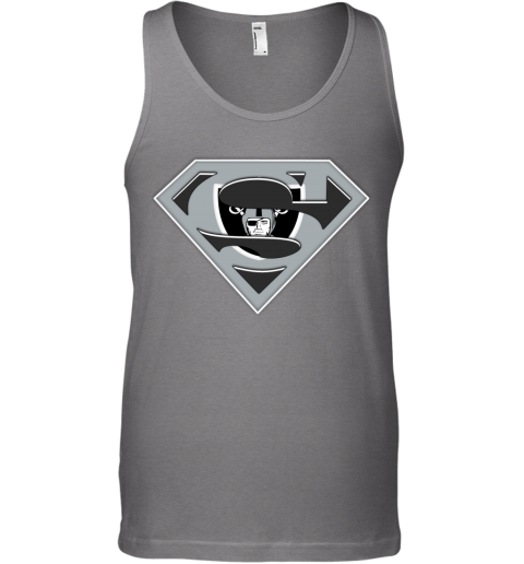 Oakland Raiders NFL LOGO Superman y2lo oakland raiders nfl logo superman unisex tank 17 front graphite heather